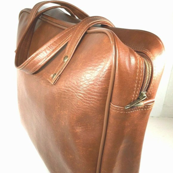 Mr Roberts RARE Vtg Brown Faux Leather Briefcase - Picture 5 of 12